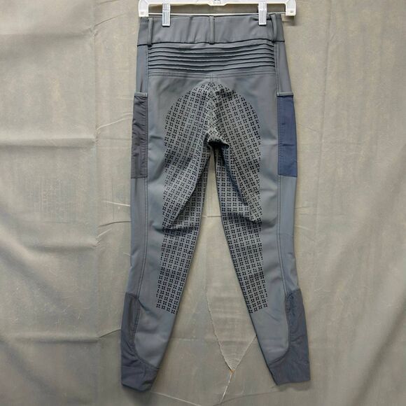 Riding Breeches Pants Women's Size Small Gray Grip Seat Pockets Equestrian Nylon - Picture 6 of 8